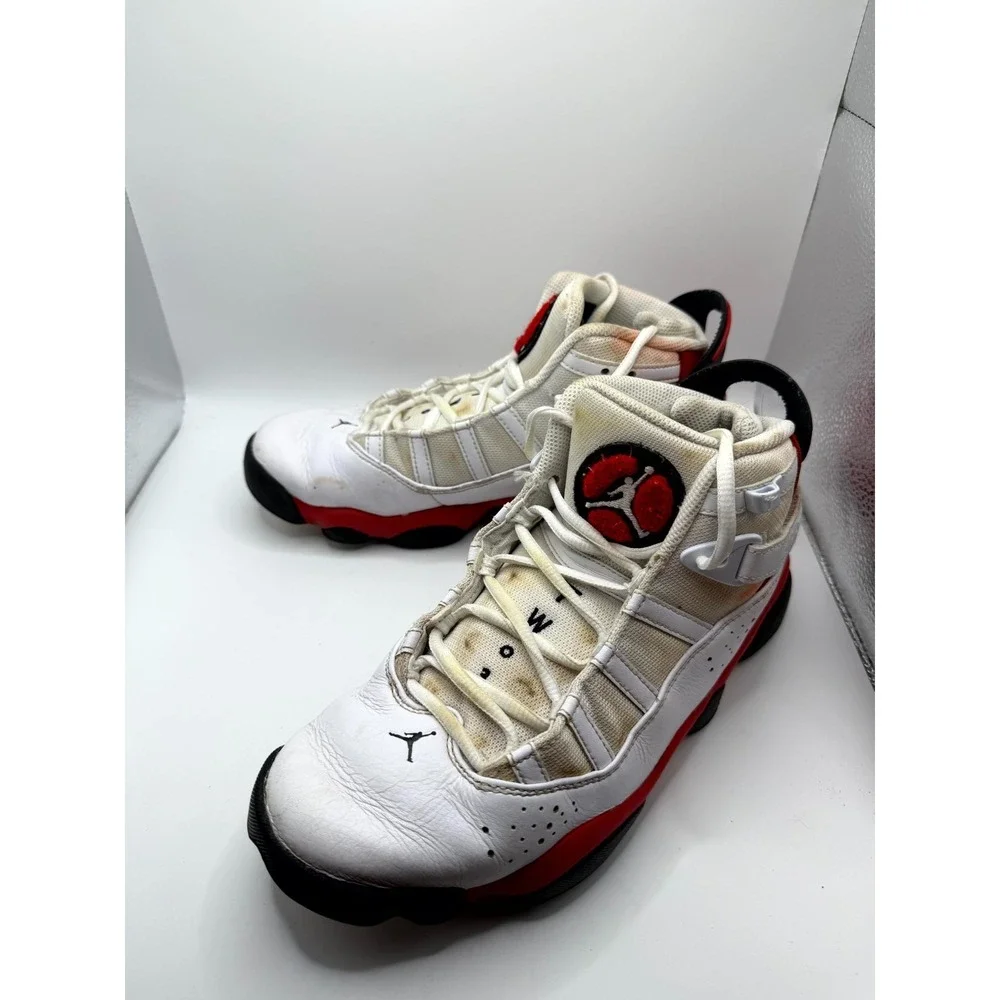 Air Jordan 6 Rings 322992-126 Mens 8.5 Sneaker White Red Cherry Basketball Shoes
